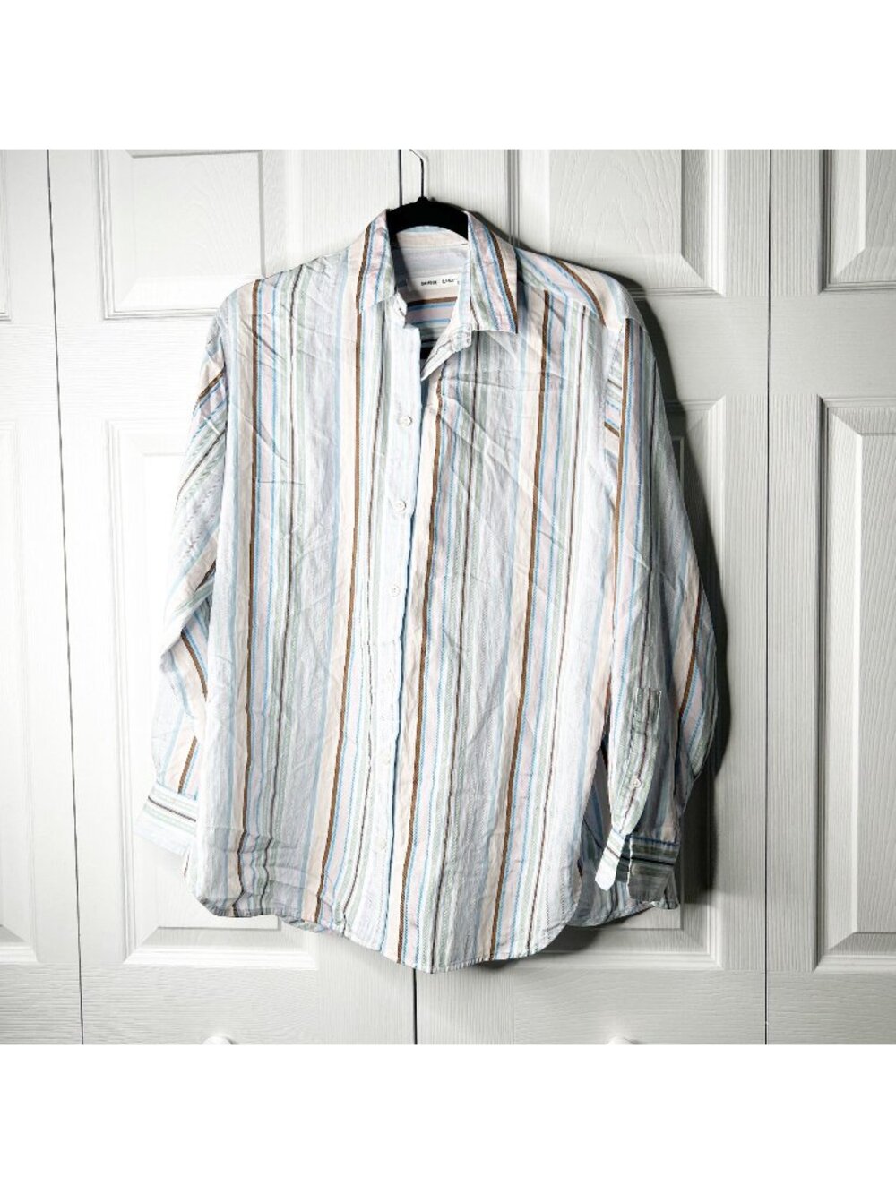 Samsoe Samsoe Alfrida Pastel Blue Striped Button Front Shirt Women's Size XXS